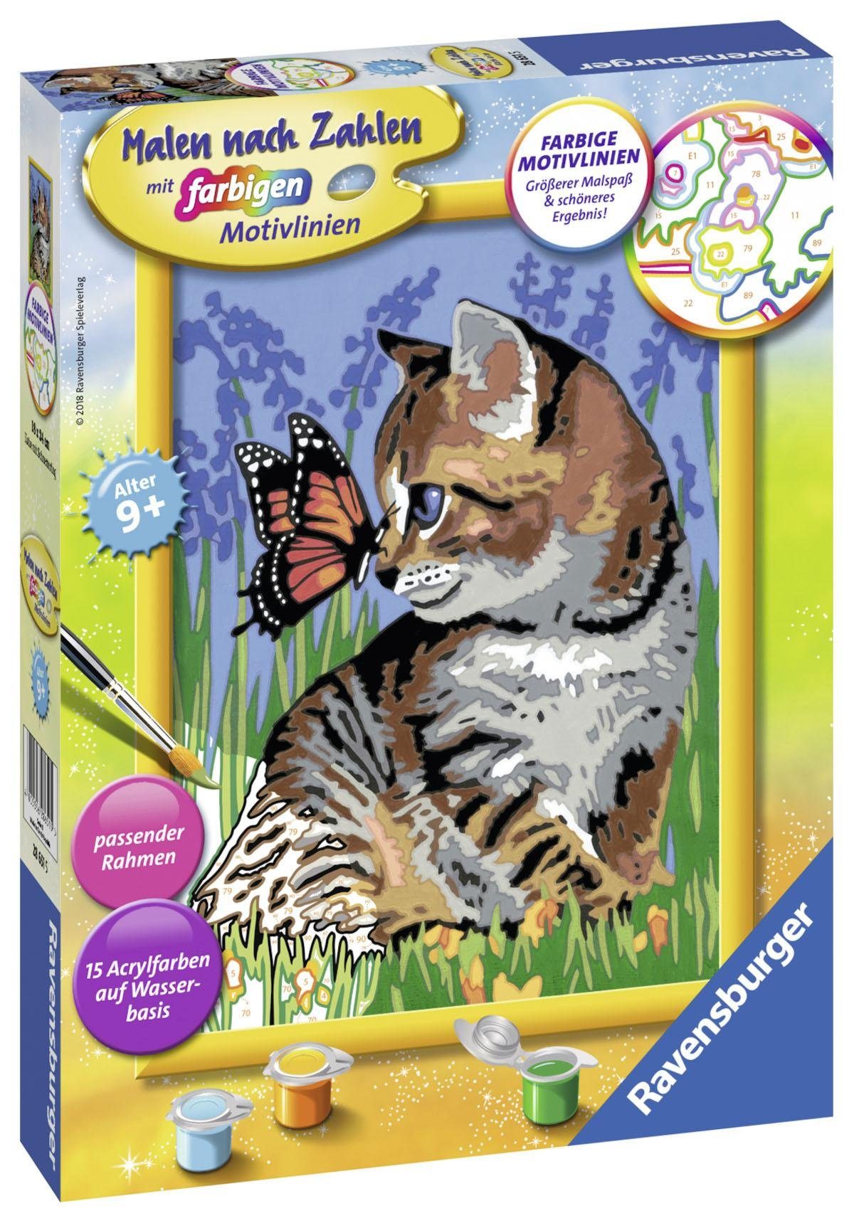 Ravensburger Malen nach Zahlen Katze mit Schmetterling, Made in Europe