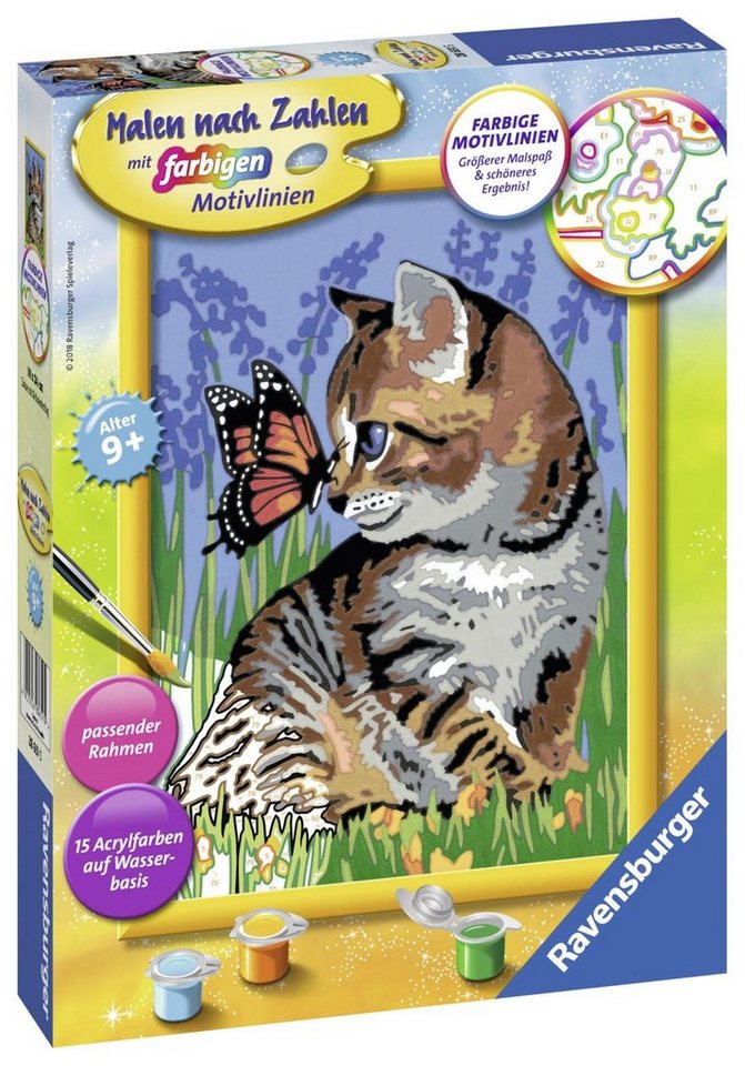 Thumbnail - Ravensburger Malen nach Zahlen Katze mit Schmetterling, Made in Europe