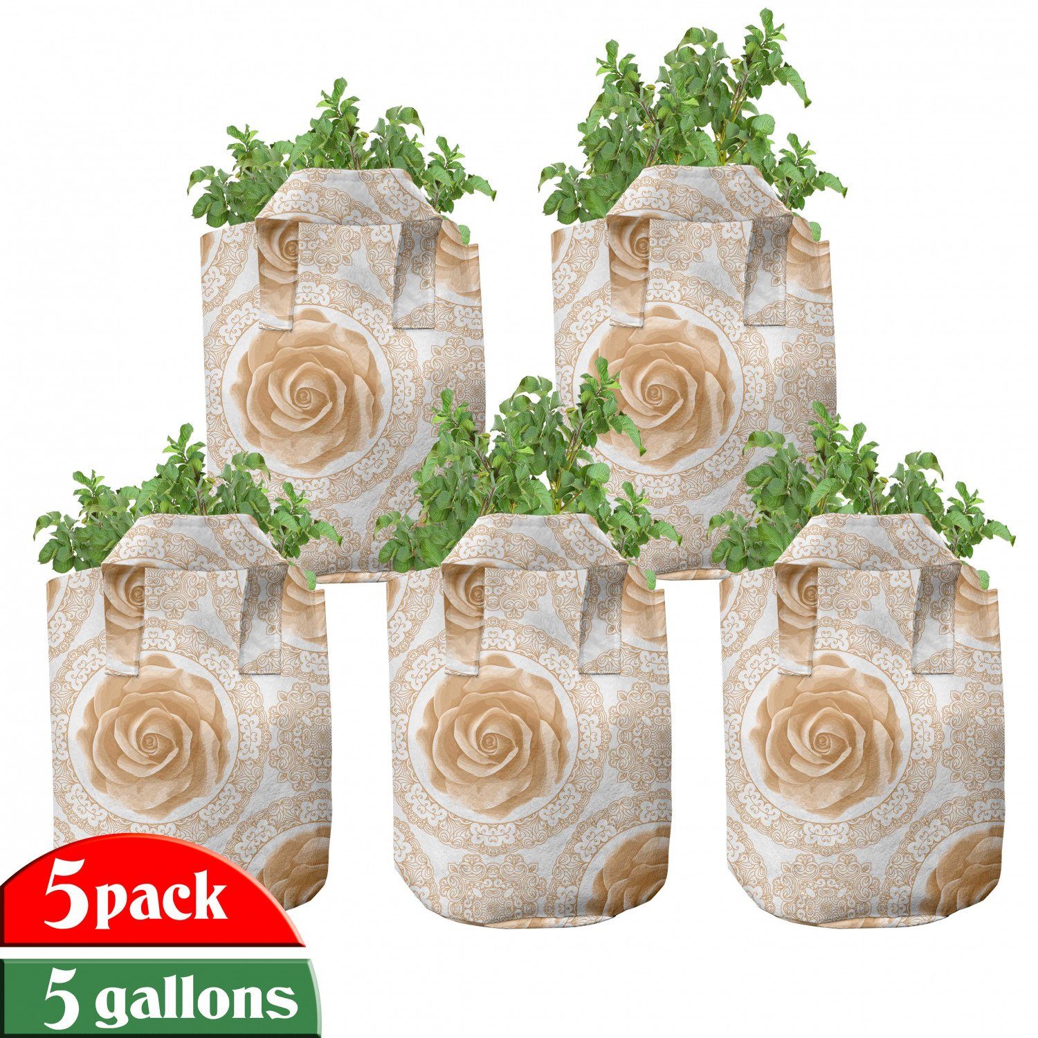 Abakuhaus Pflanzkübel hochleistungsfähig Stofftöpfe mit Griffen für Pflanzen, Jahrgang Königliche Barock Roses