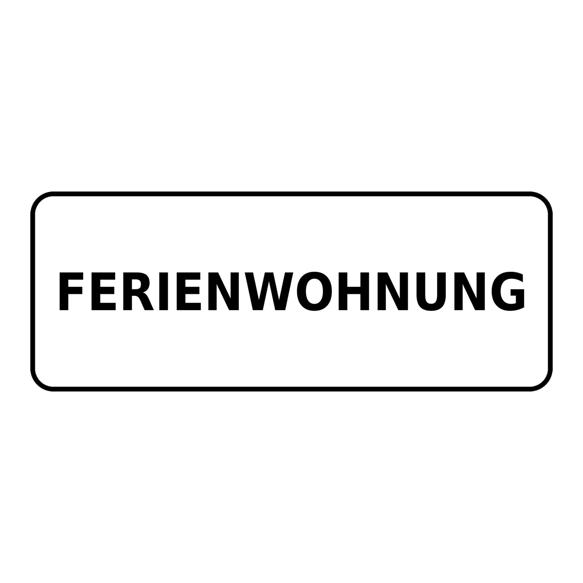 Nomiro Hinweisschild NOMIRO Türschild Hinweisschild Ferienwohnung 15x6 cm - Kunststoff weiß, (1 St), selbstklebend, lasergraviert