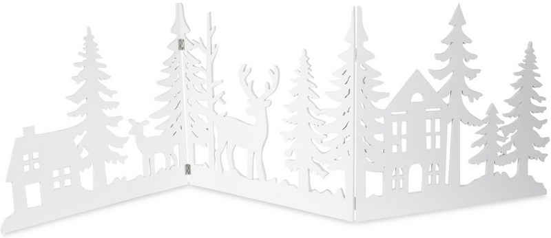RIFFELMACHER & WEINBERGER Weihnachtsszene Winterlandschaft, Weihnachtsdeko, Silhouette aus Holz, Länge 134 cm, Höhe 40 cm