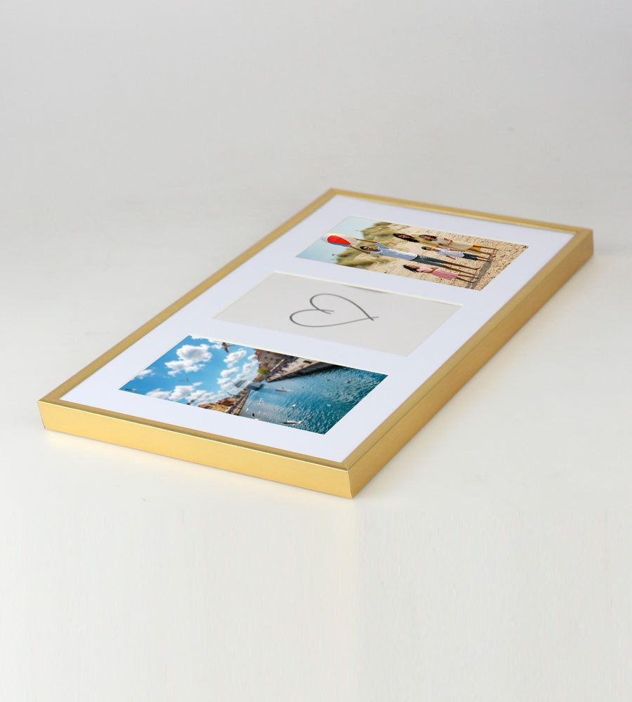 IDEAL TREND Bilderrahmen Galerie Bilderrahmen Kunststoff mit Passepartout & Klarglas Collagerah, für 3 Bilder (1 St), Schrägschnitt Passepartout – Bild 3 von 5