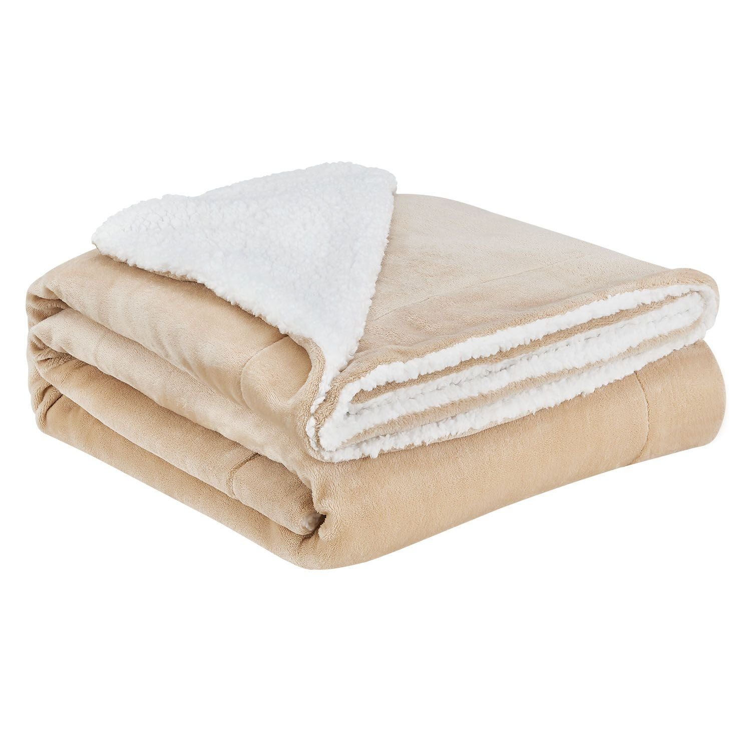 Decke, kuschelig Fleece, Fleecedecke und und Tagesdecke Sherpa weich doppelseitige Juskys, mit cm, 150x200
