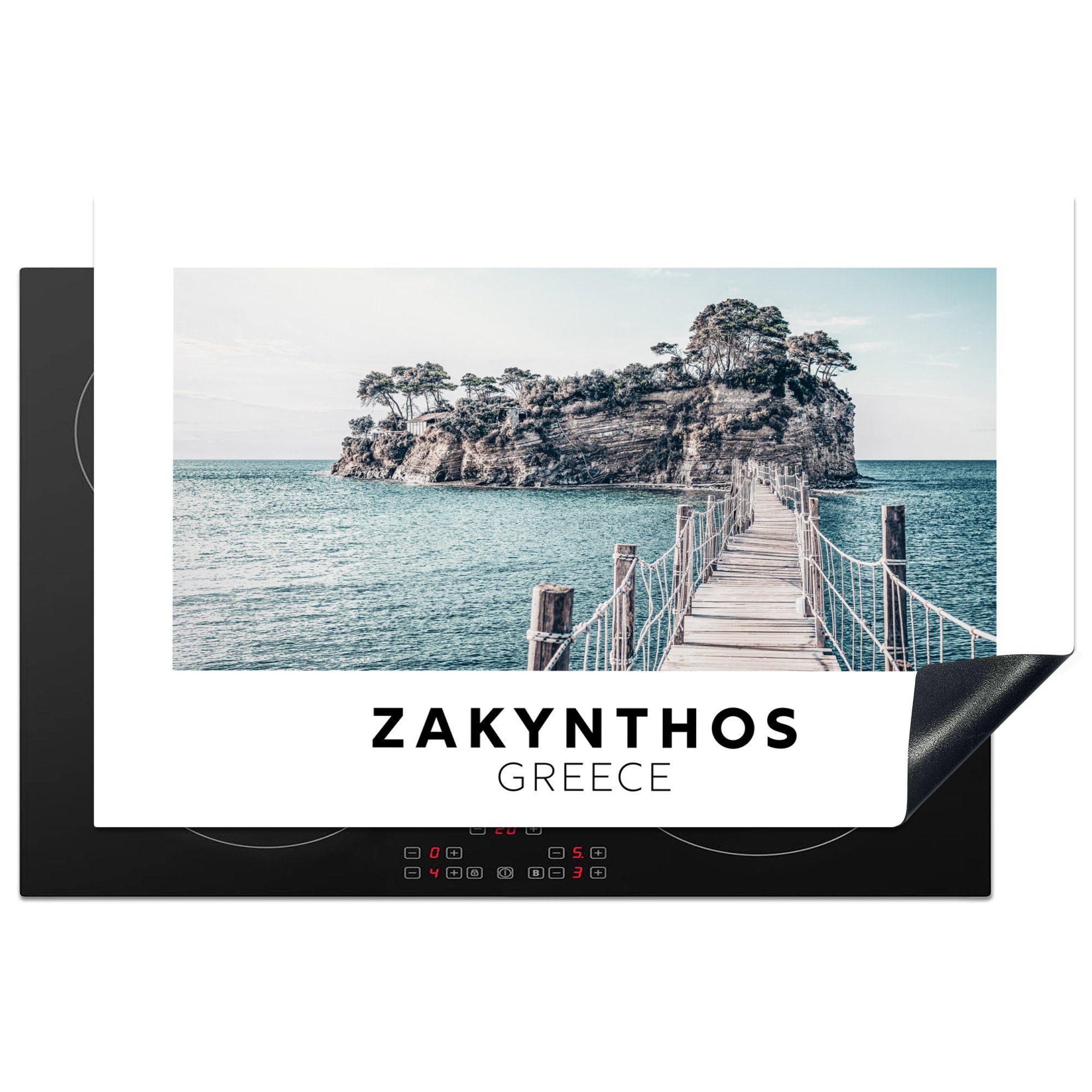 MuchoWow Herdblende-/Abdeckplatte Zakynthos - Griechenland - Meer, Vinyl, (1 tlg), 81x52 cm, Induktionskochfeld Schutz für die küche, Ceranfeldabdeckung