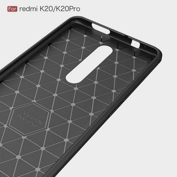 König Design Handyhülle Xiaomi Mi 9T, Xiaomi Mi 9T Handyhülle Carbon Optik Backcover Blau