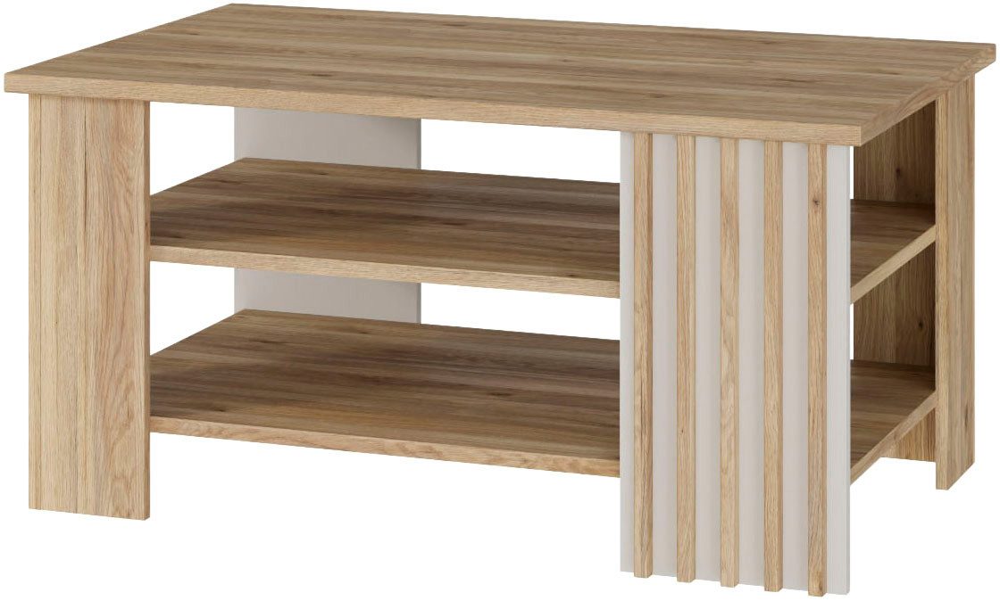 FORTE Couchtisch Forte Arank Coffee Table 100x50, 2 Ablageböden, B/H/T 100/50/60 cm, Lamellenoptik