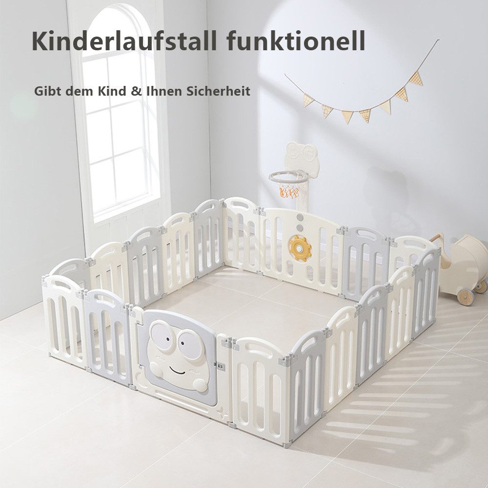 habeig Laufstall Laufgitter Babyzaun 191x185cm Creme faltbar Sicherheitsver günstig online kaufen