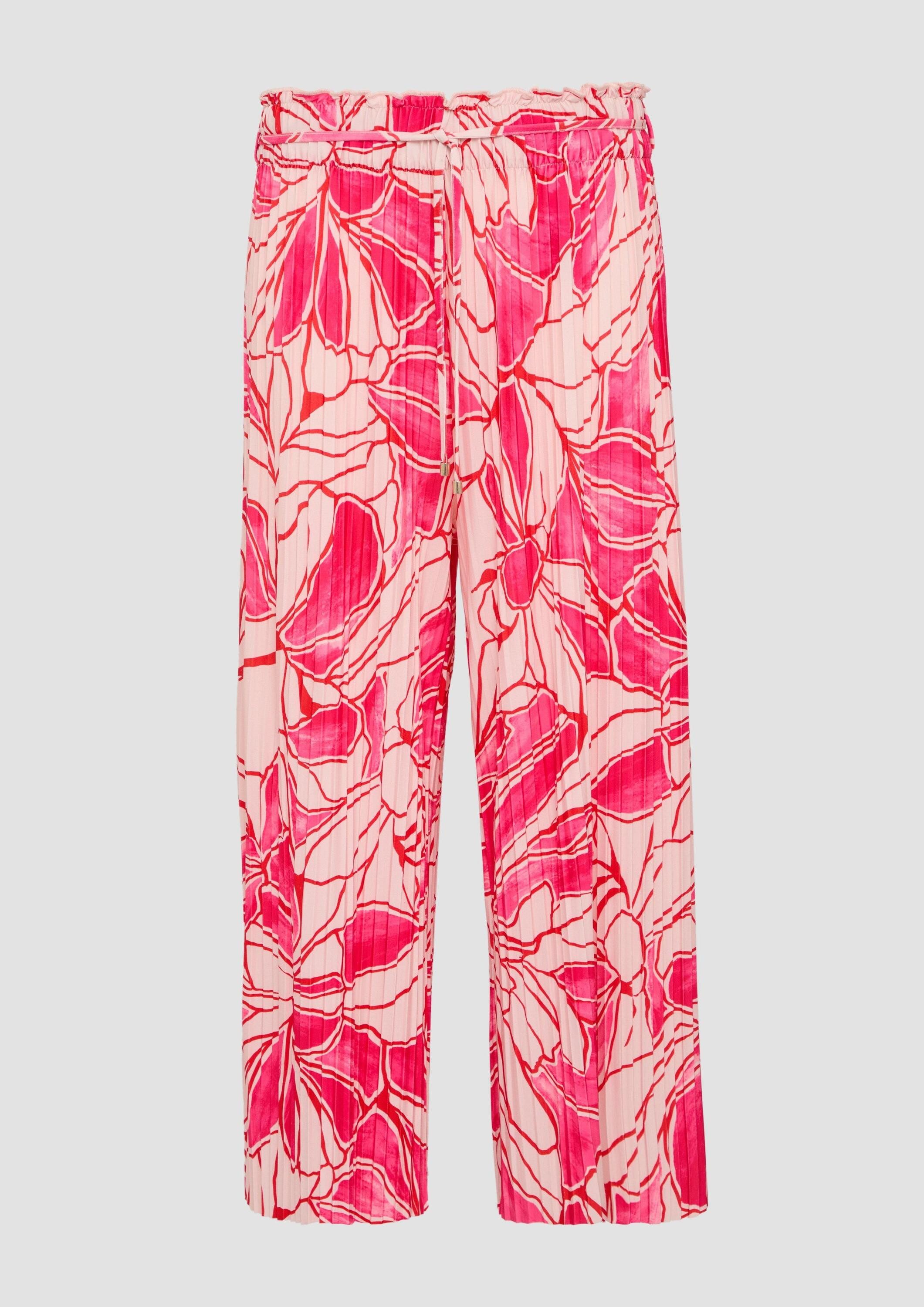 s.Oliver Culotte Hose Plissierte Culotte mit All-over-Print und Elastikbund