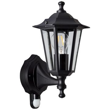 Brilliant LED Außen-Wandleuchte Carleen, Bewegungsmelder, Lampe, Carleen Außenwandleuchte Bewegungsmelder schwarz, 1x A60, E27