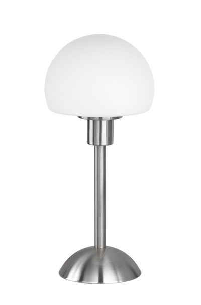 Licht-Erlebnisse Nachttischlampe »PROVO«, Nachttischleuchte 32,5 cm Weiß Nickel Metall E14 Pilzlampe