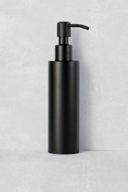 Ambrosya Seifenspender Seifenspender aus schwarzem Edelstahl - Seifenhalter Seife Spender Bad Küche WC Glas, ohne Bohren