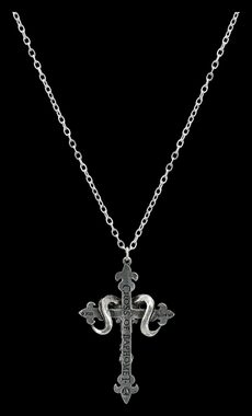 Figuren Shop GmbH Kette mit Anhänger Halskette Totenkopf - Kreuz des Baphomet Alchemy England Gothic Kette