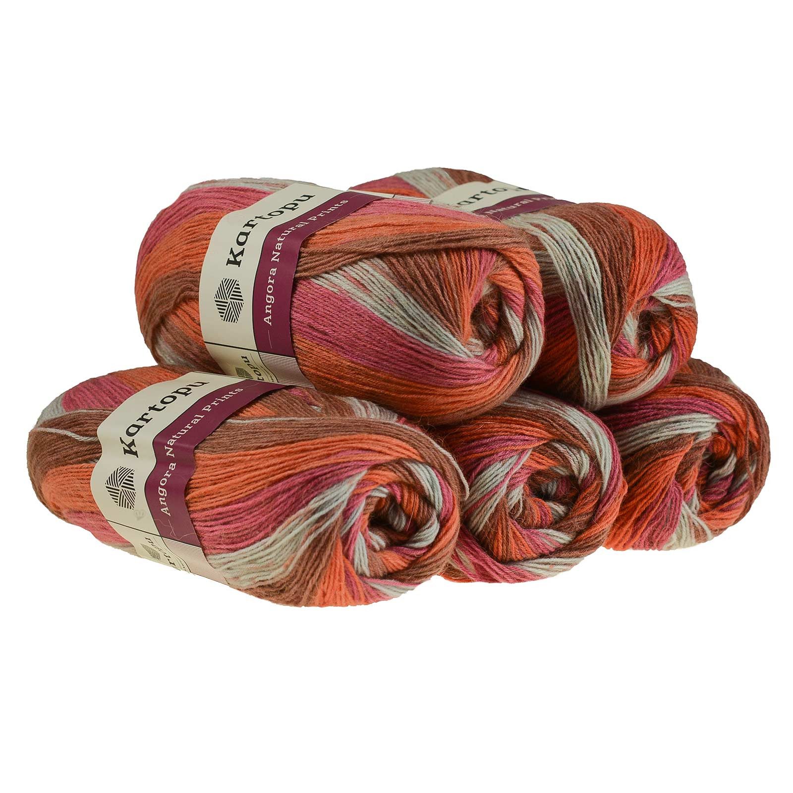 Kartopu 5 x 100g Strick-Häkel-Garn KARTOPU NATURAL PRINTS, Mischgarn Häkelwolle, 530 m (Sparpaket), H1828