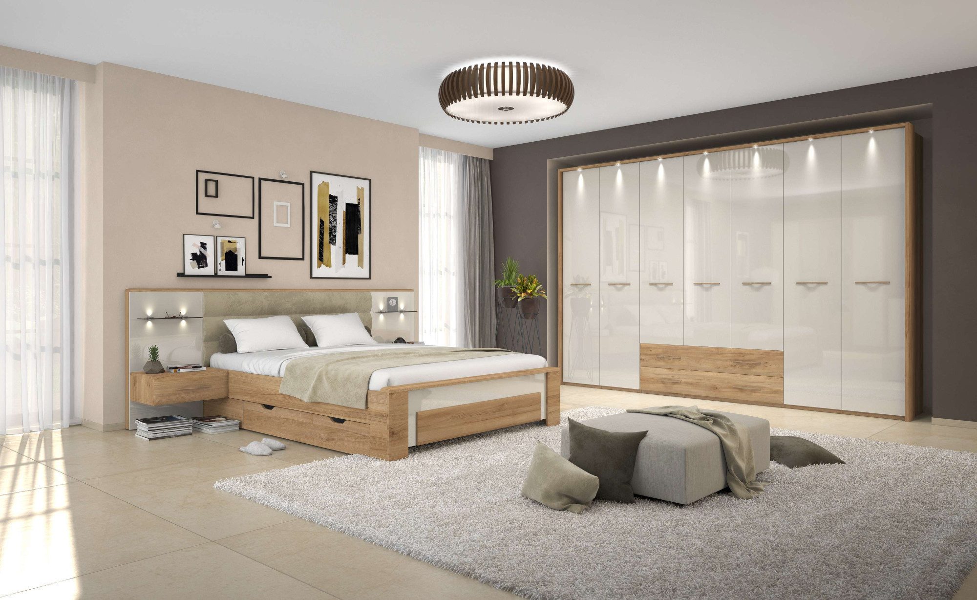 OTTO home Kleiderschrank Gala, beige hochglänzend UV lackiert, kratzfest, F günstig online kaufen