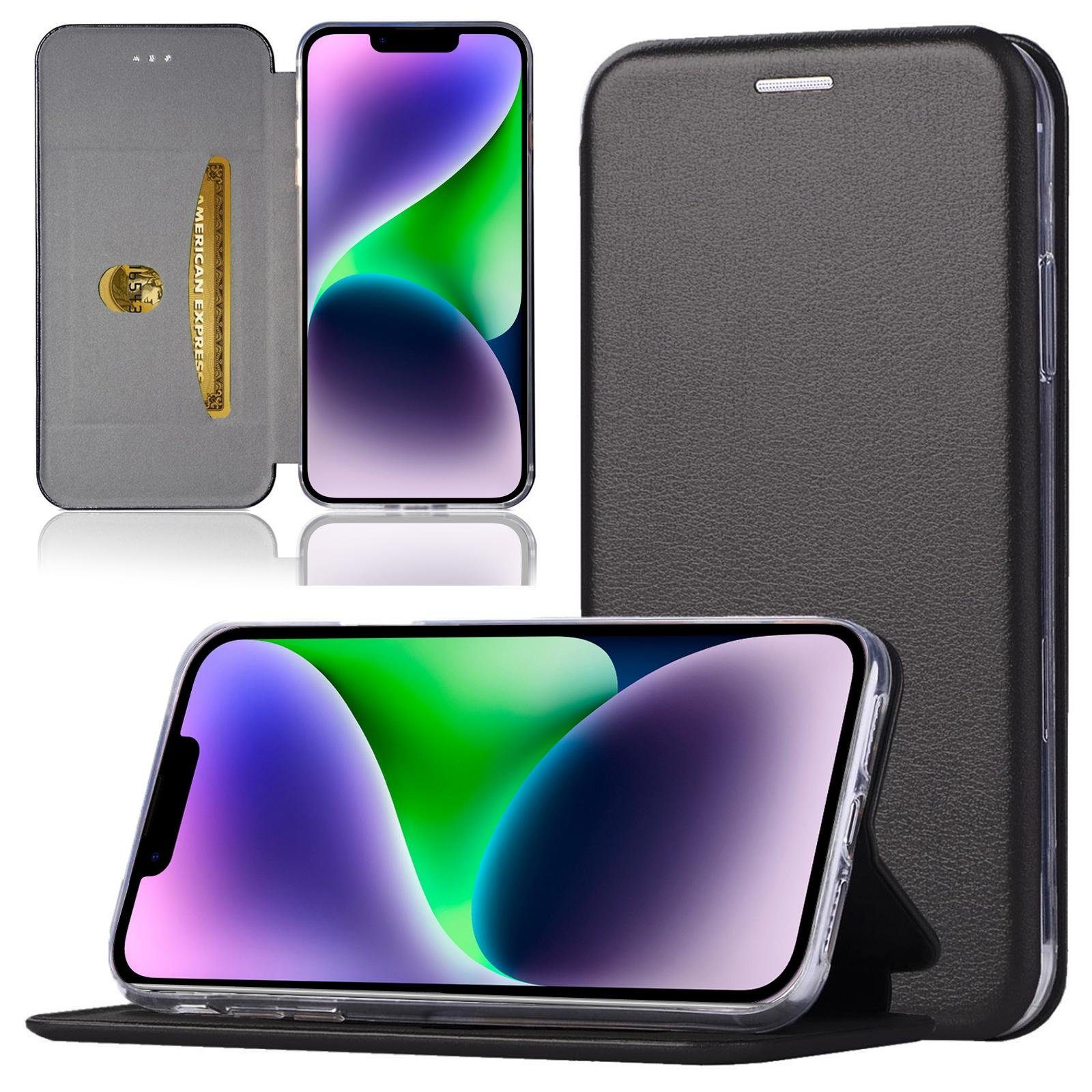 Numerva Handyhülle Handy Tasche Book Case für Apple iPhone 14, Klapphülle Flip Cover Hardcover Schutz Hülle Etui