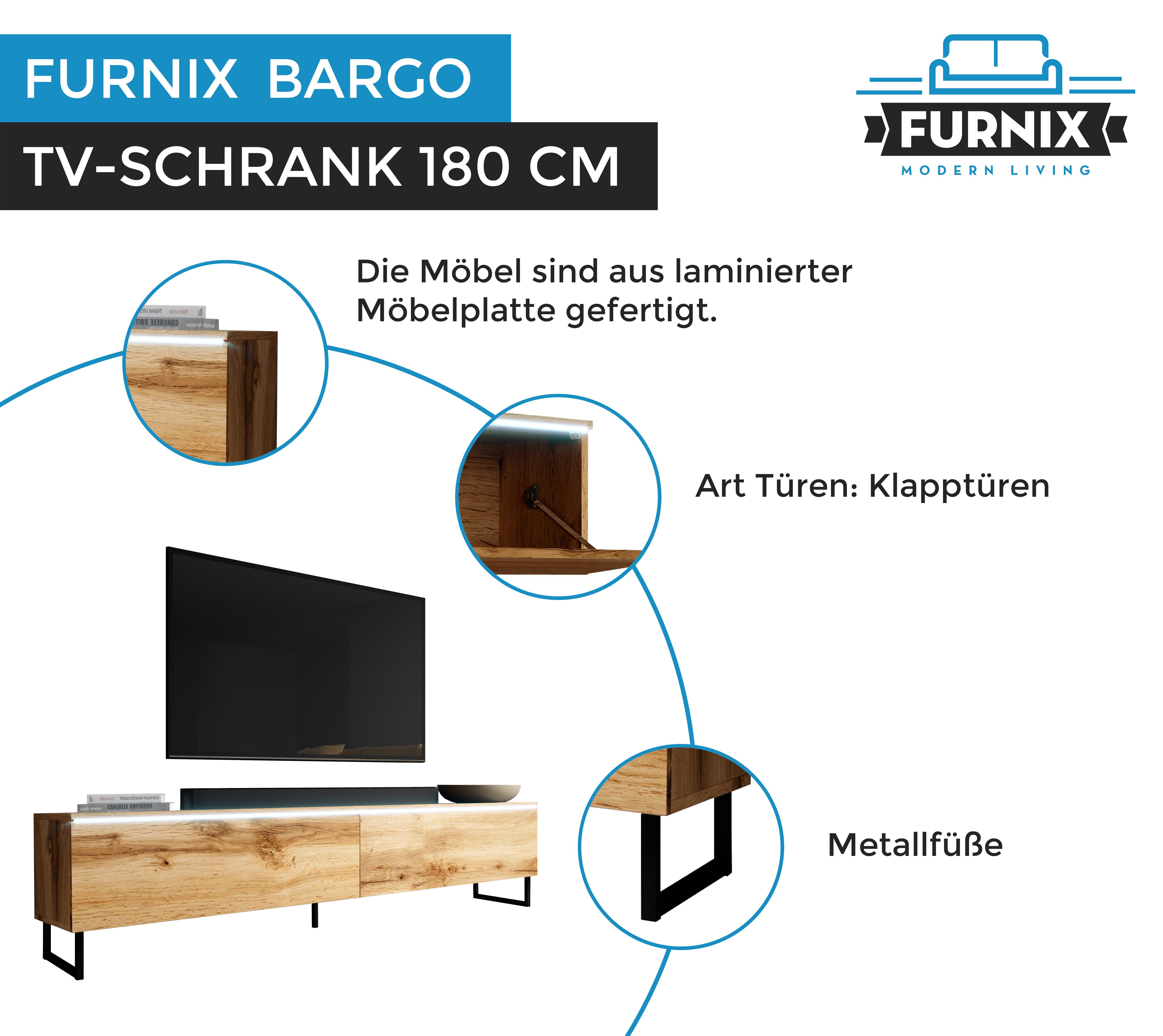 Wotan H34 Metallfüßen mit x B180 LED, cm BARGO T32 TV-Board TV-Schrank Furnix x OHNE
