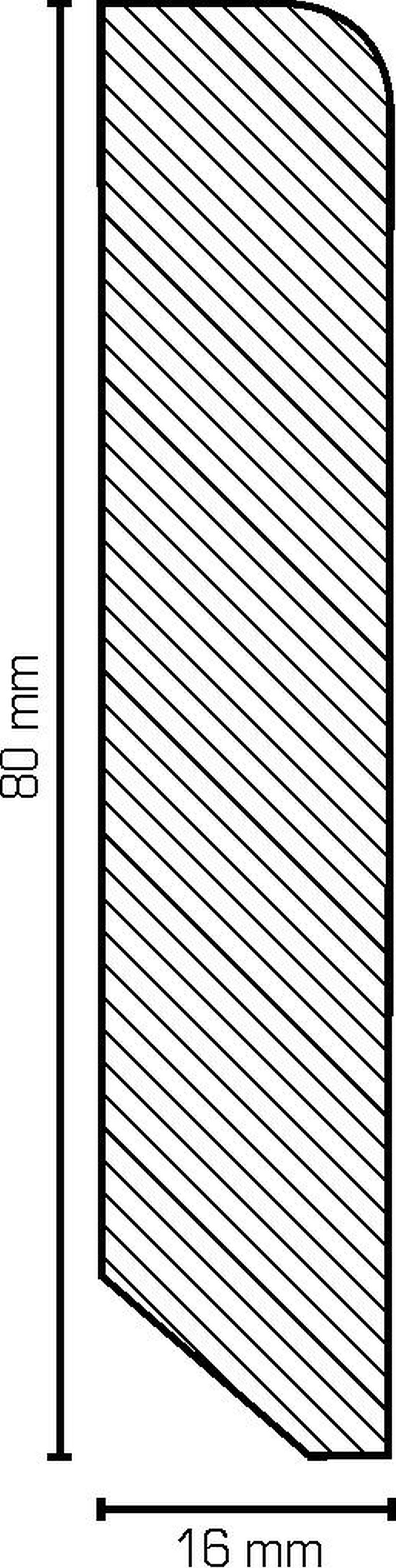 Südbrock Sockelleiste Sockelleiste Eiche 16 x 80 Massivholz Unbehandelt Fußleiste, L: 240 cm, H: 8 cm, 1-St.