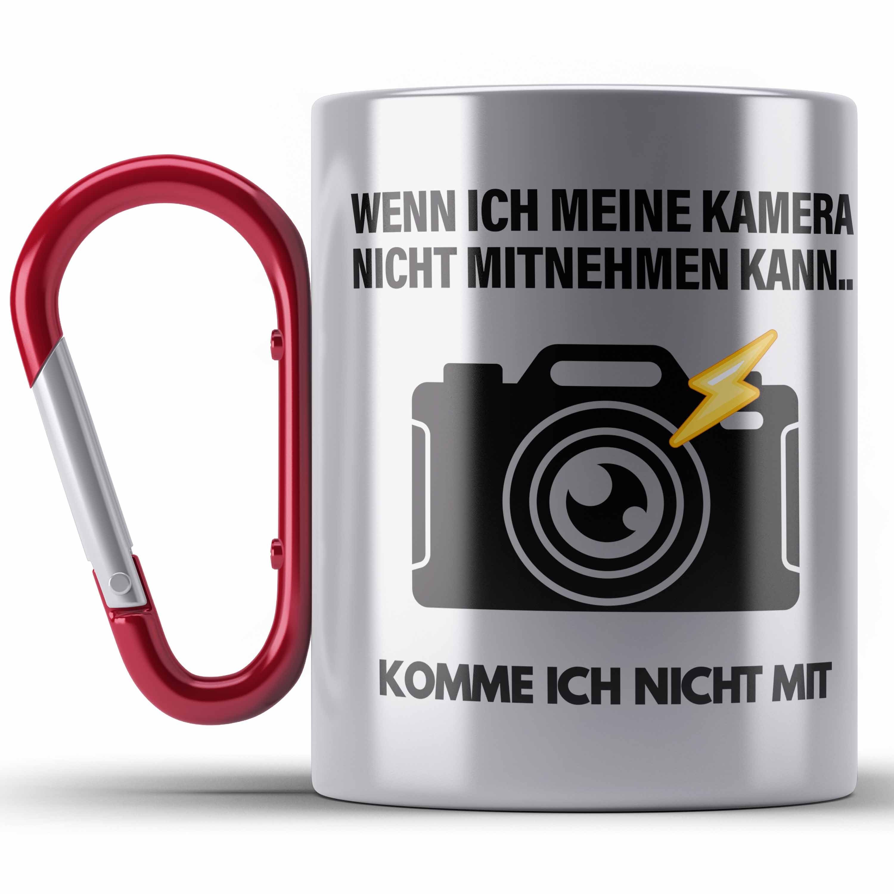 Trendation Thermotasse Fotografie Geschenk Edelstahl Tasse lustig Fotograf Zubehör Fotograph Rot