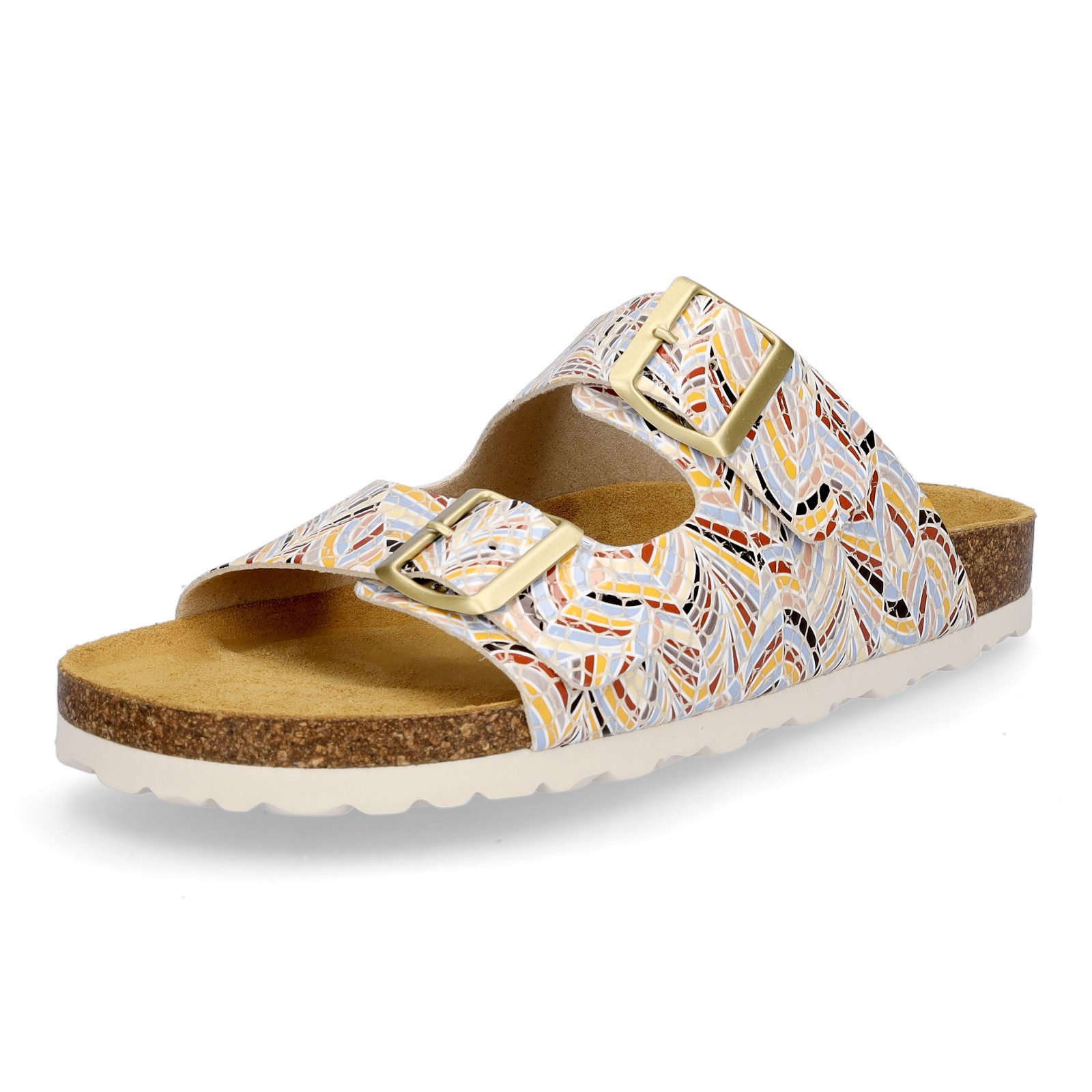 MIDS MOMO Damen Pantolette multi, Zweiriemer aus Kunstleder mit ergonomischem Fußbett & Schnallen