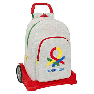 United Colors of Benetton Rucksack Kinder-Rucksack mit Rädern Benetton Pop Grau 30 x 46 x 14 cm