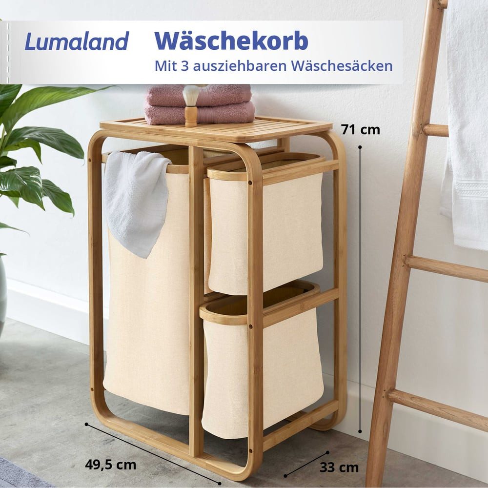 Lumaland Ausziehwäschekorb aus Bambus - 1 günstig online kaufen