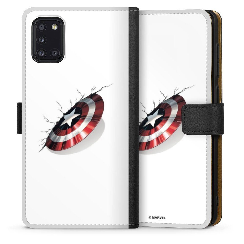 DeinDesign Handyhülle Captain America Offizielles Lizenzprodukt Marvel, Samsung Galaxy A31 Hülle Handy Flip Case Wallet Cover