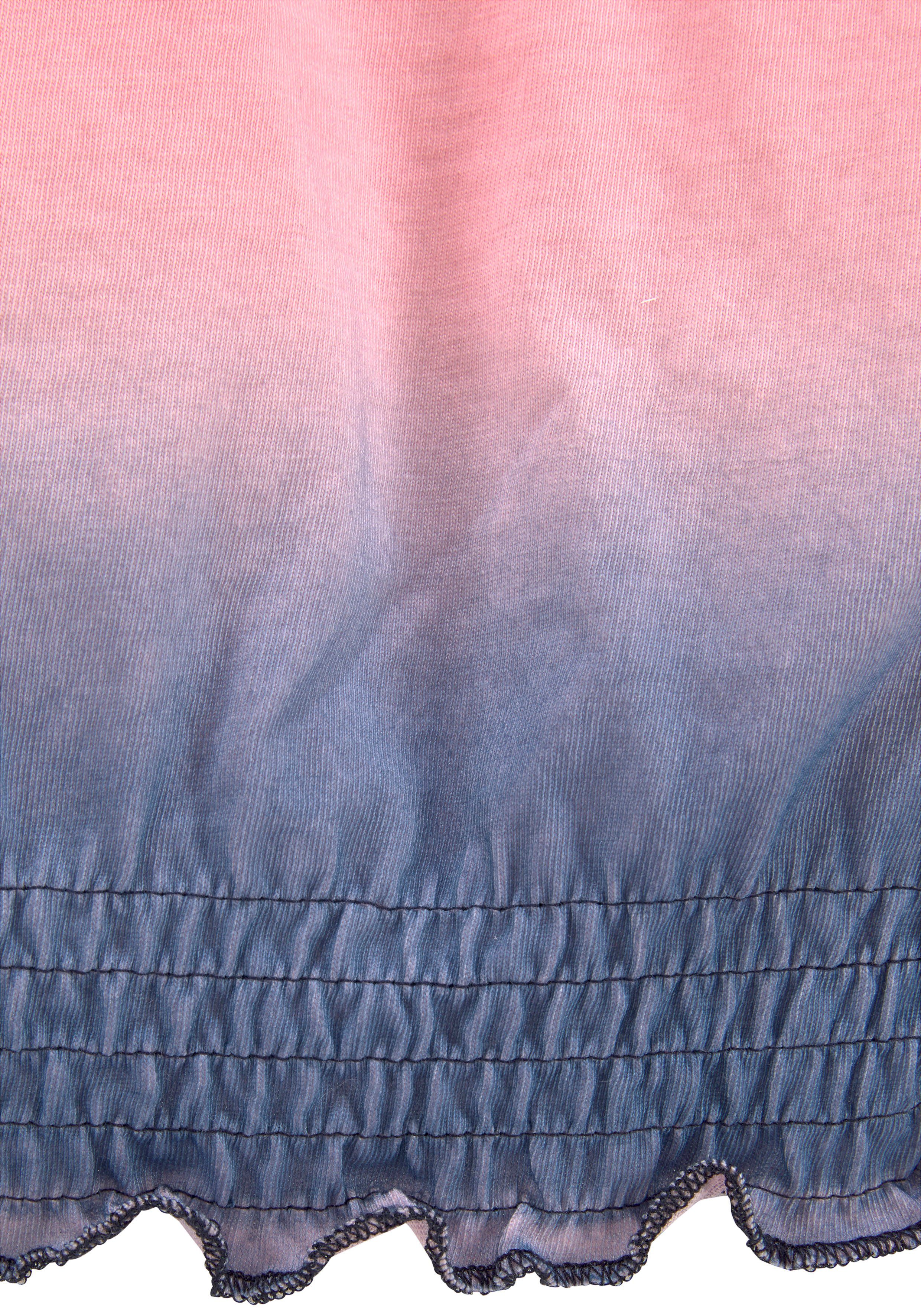 KangaROOS 3/4-Arm-Shirt Shirt in Batik-Look 3/4-Arm, hüftlange Passform, Batikmuster, Rundhalsausschnitt