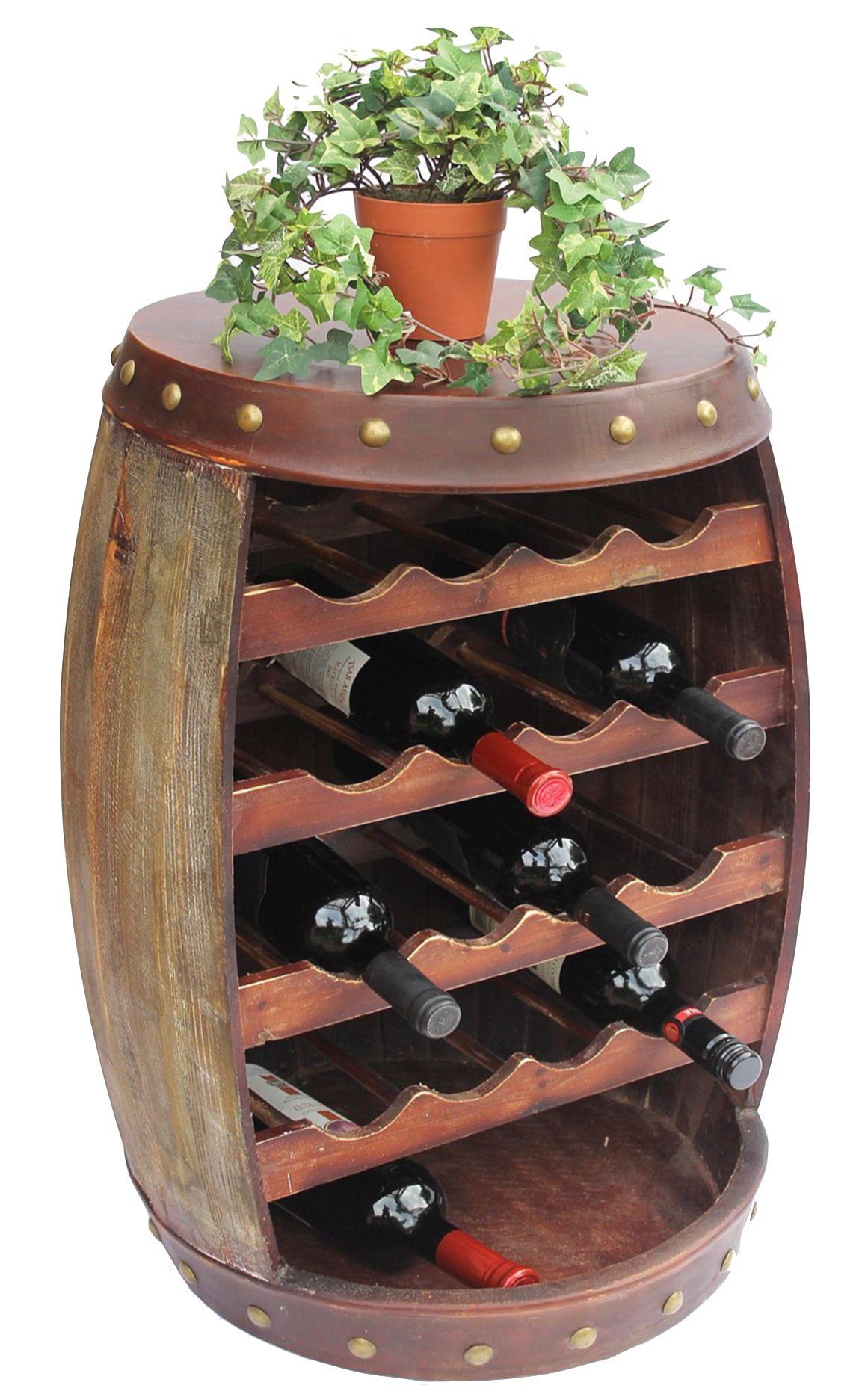 Weinregal Holz mit Ablage Weinfass 1546 Fass 70cm Flaschenregal Flaschenständer