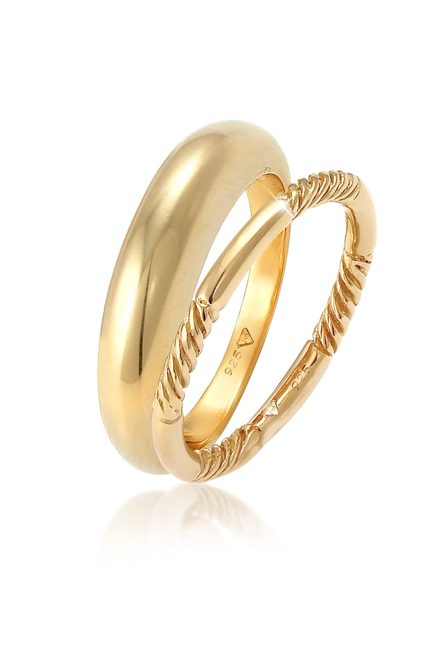 Ring-Set Bandring Gedreht Basic Set (2 tlg) 925 Silber