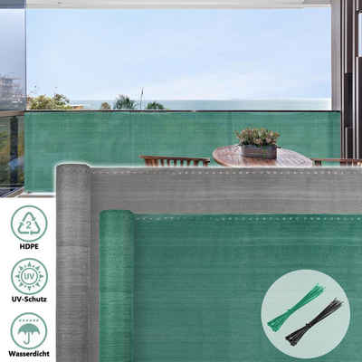 Randaco Balkonsichtschutz Zaunblende, Sichtschutz mit Kabelbinder, Staubschutz, grün