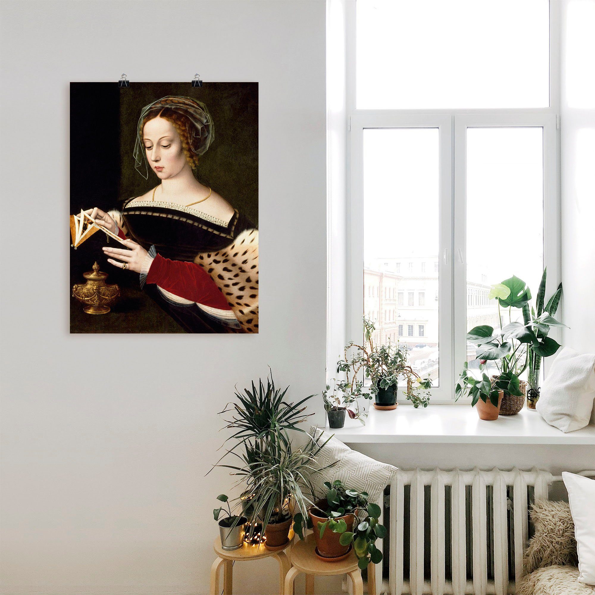 (1 als St), Alubild, in Poster oder versch. Magdalena, Wandbild Die lesende Größen Leinwandbild, Artland Wandaufkleber Portrait Maria