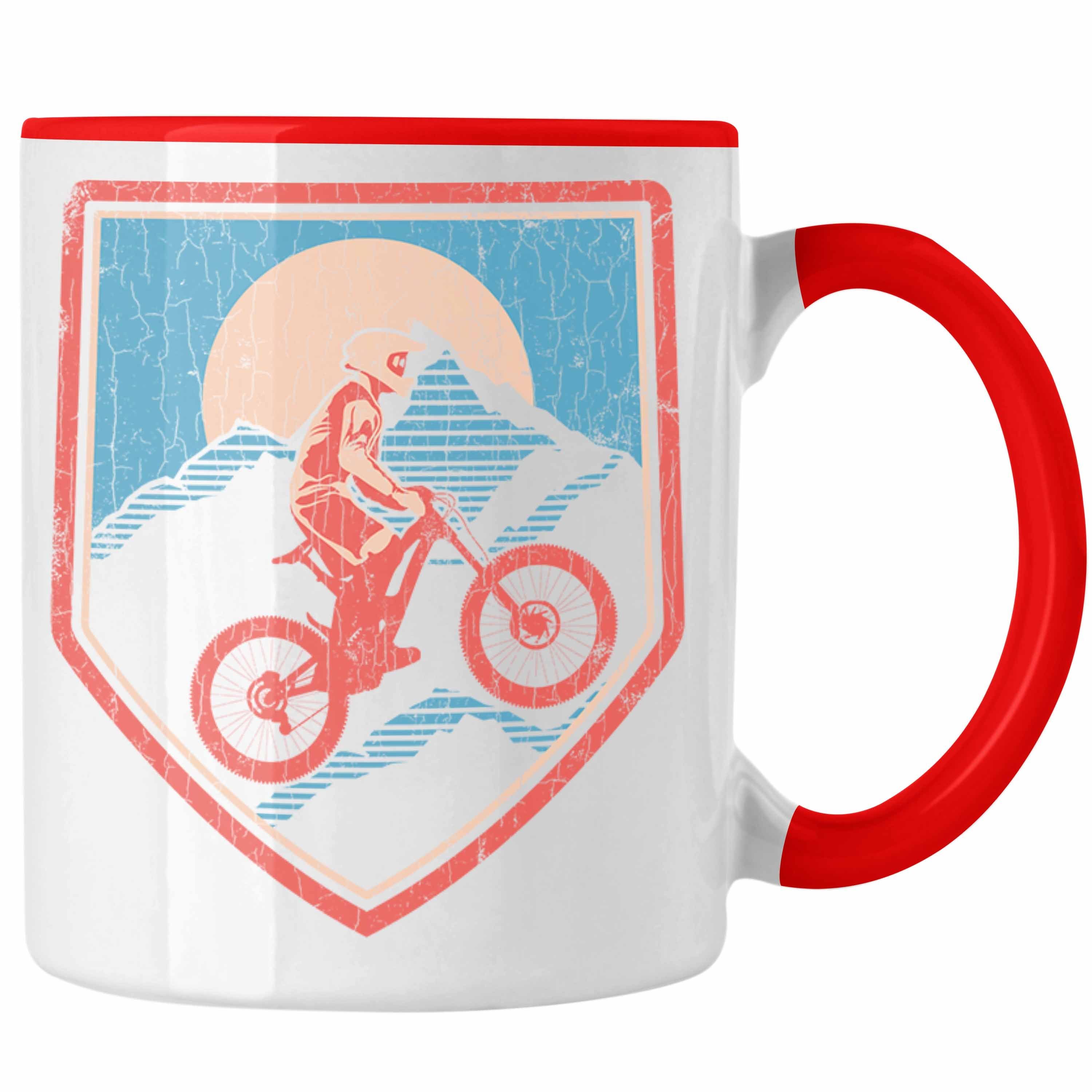 Trendation Tasse Trendation - Moutainbike Geschenk Tasse Mountainbiker Geschenkidee Kinder Kaffeetasse Männer Accessories Grafik MTB Grafiken Rot