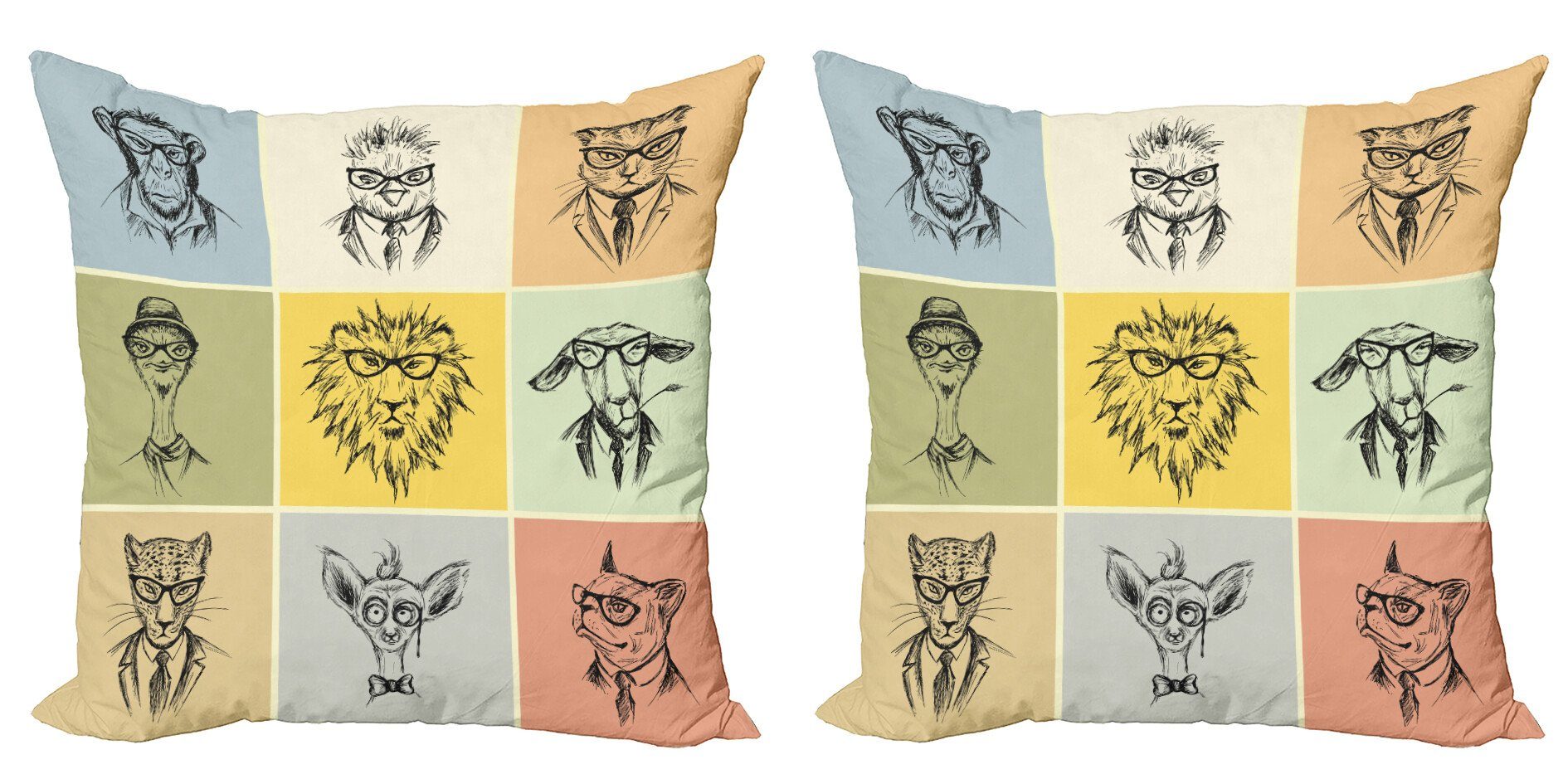 Kissenbezüge Modern Kamel Affe Katze Digitaldruck, Accent Abakuhaus Doppelseitiger Stück), Hipster (2 Tier
