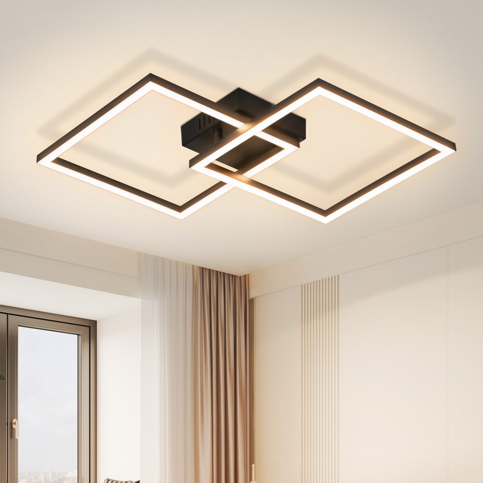 Nettlife LED Deckenleuchte Schwarz Eckig 12/20/24W günstig online kaufen