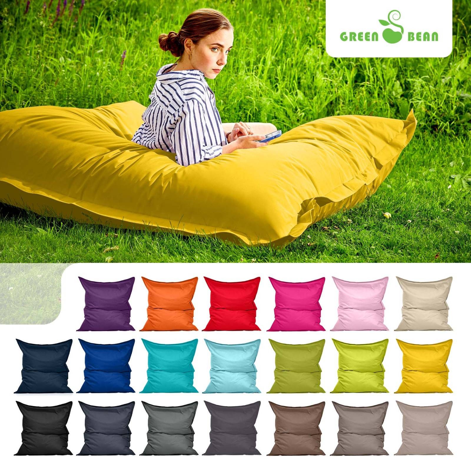 Green Bean Sitzsack XXL Riesen-Sitzsack Square 140x180cm (Riesensitzsack), 140x180cm Kinder & Erwachsene Bean Bag EPS Perlen Füllung