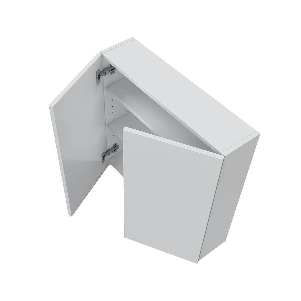 freiraum Hängeschrank Hängeschrank >DESTAL< 2 Böden, in Weiß glänzend - 2 Größen zur Auswahl 2 Türen, 2 Böden, in Weiß glänzend - 60x60x16 (BxHxT) – Bild 2 von 3