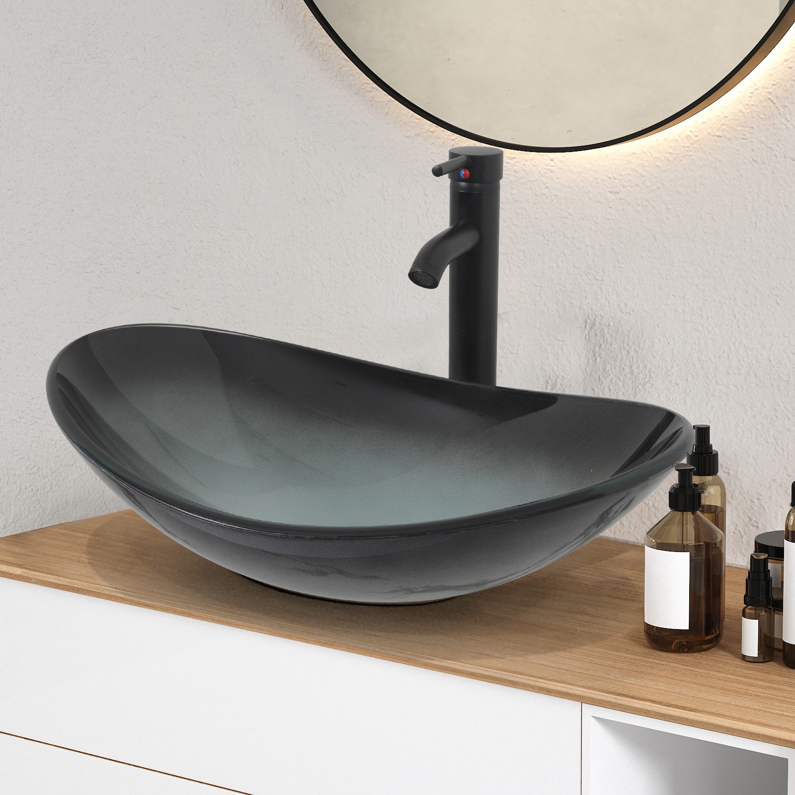 Puluomis Aufsatzwaschbecken Waschbecken Set mit Wasserhahn günstig online kaufen