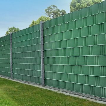 Juskys Sichtschutzstreifen PVC Sichtschutzstreifen, Doppelstabmatten Zaun, 35m x 19 cm, inkl. Clips