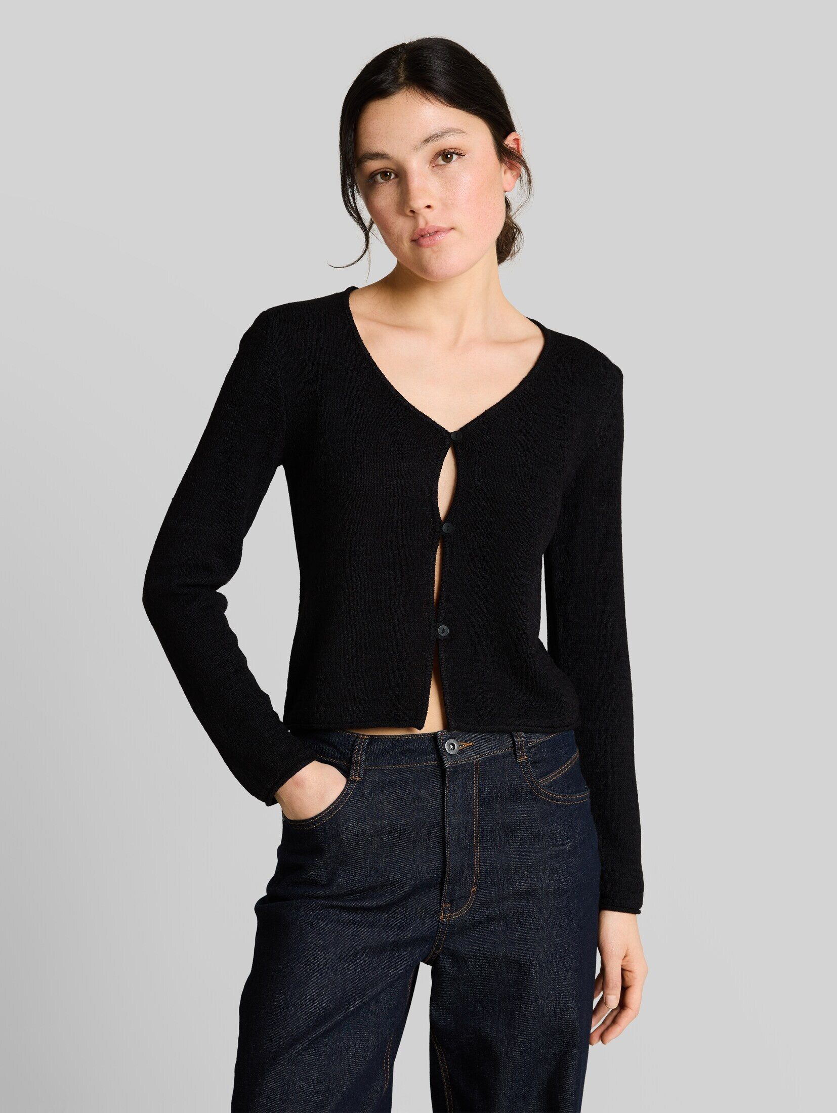 TOM TAILOR Denim Cardigan Pullover & Strickjacken Cardigan mit V-Ausschnitt