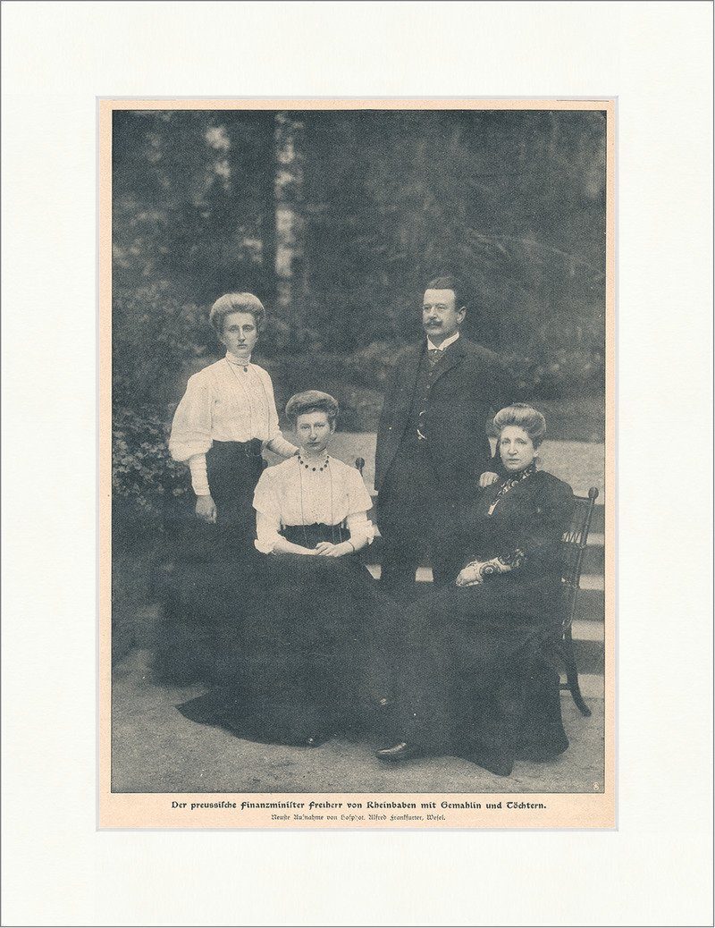 Kunstdruck Freiherr von Rheinbaben mit Gemahlin und Töchterm Preussen F_Vintage 0