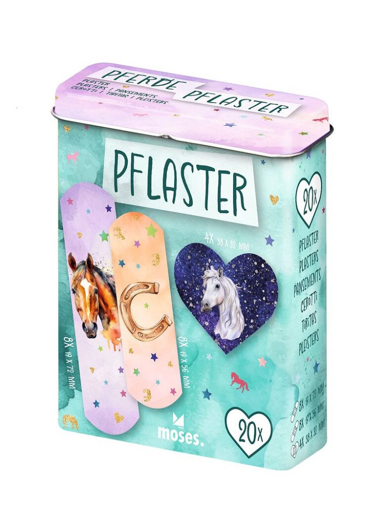 Moses. Verlag Wundpflaster Pferde Kinder-Pflaster in 3 Größen in praktischer Metalldose