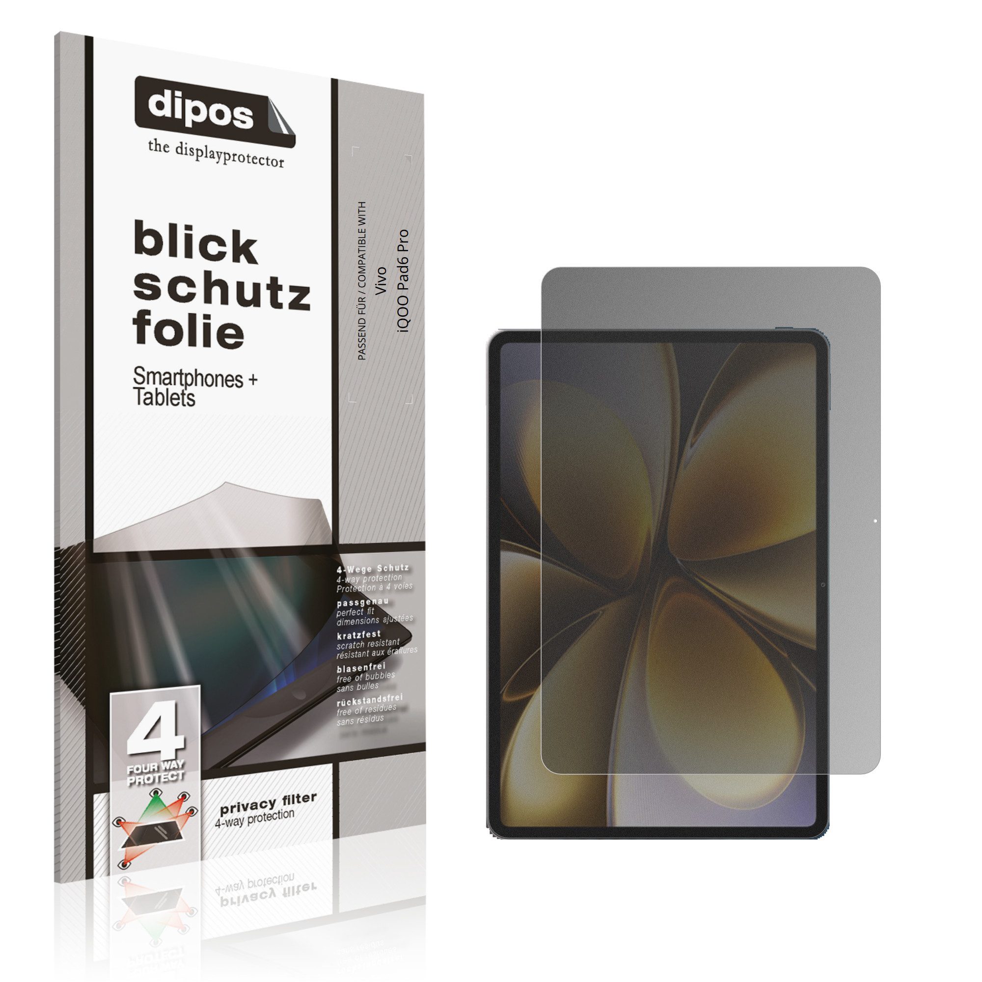 dipos Displayschutzfolie Schutzfolie für Vivo iQOO Pad6 Pro, 1 Stück, Displayschutz Schutz Folie Made in Germany