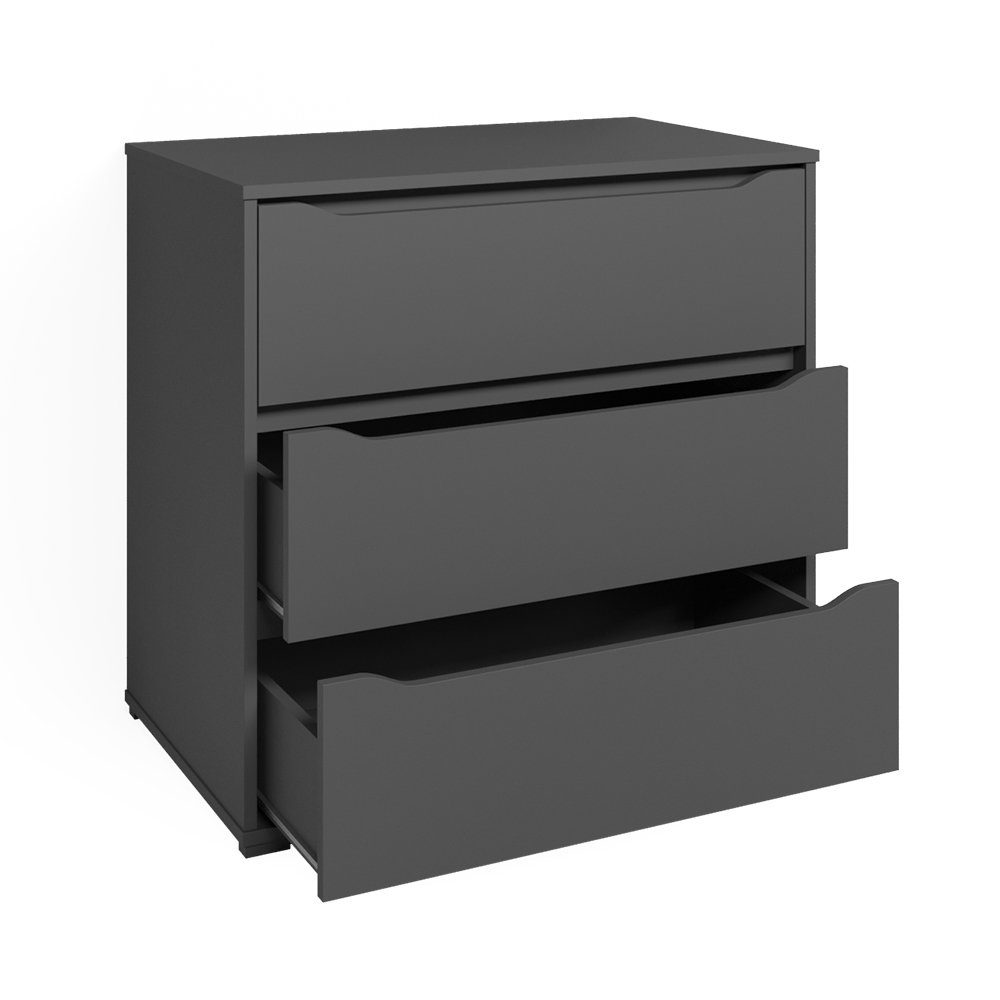 Vicco Kommode Ruben, Anthrazit, 80.2 x 77.6 cm mit 3 Schubladen (1 St)