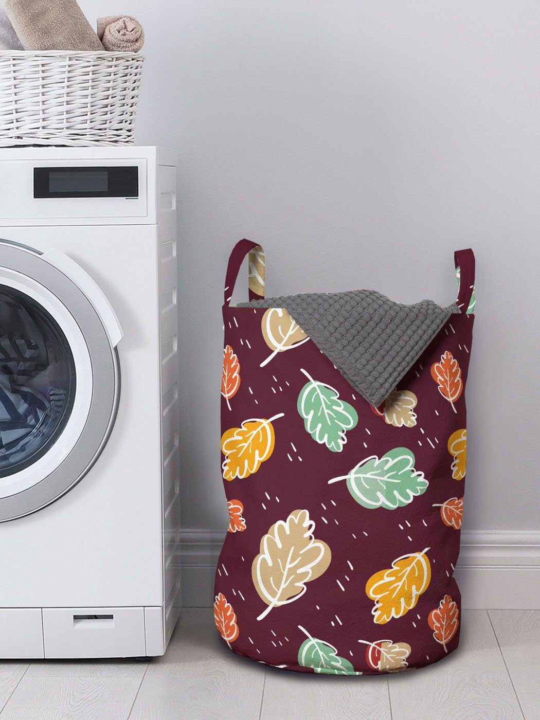 für gefallener Waschsalons, Herbst Wäschesäckchen Wäschekorb Natürlicher Abakuhaus Kordelzugverschluss Blatt-Entwurf Griffen mit