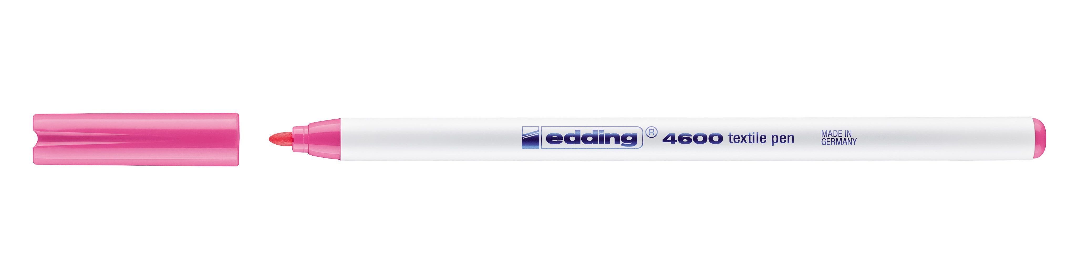 Lackmarker Edding 4600-009 4600 Textilmarker- Rundspitze, 1 mm, rosa