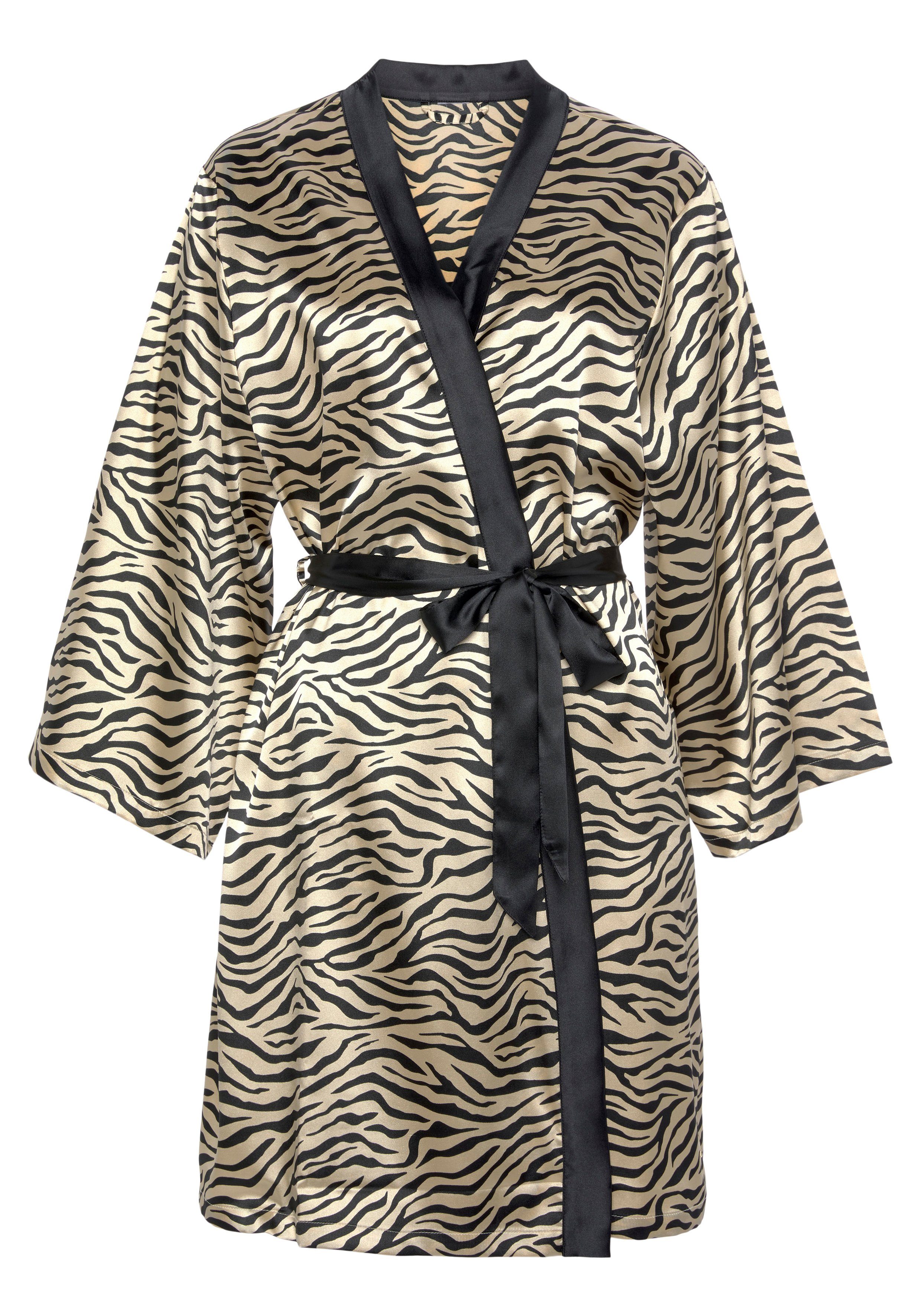 Buffalo Kimono, Kurzform, Satin, Kimono-Kragen, Gürtel, mit schönem Animal- günstig online kaufen