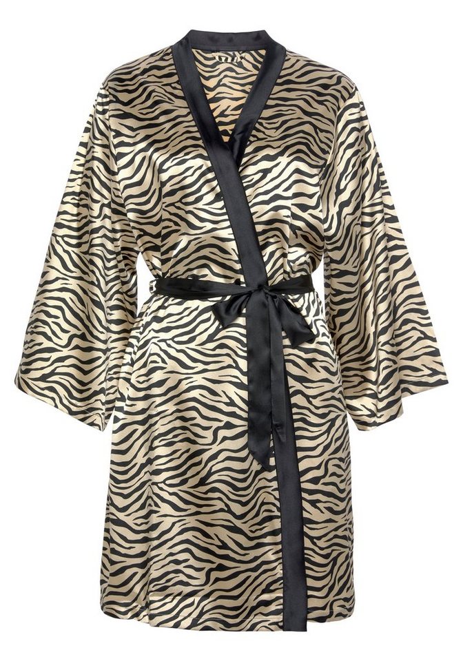 Buffalo Kimono, Kurzform, Satin, Kimono-Kragen, Gürtel, mit schönem Animal- Print