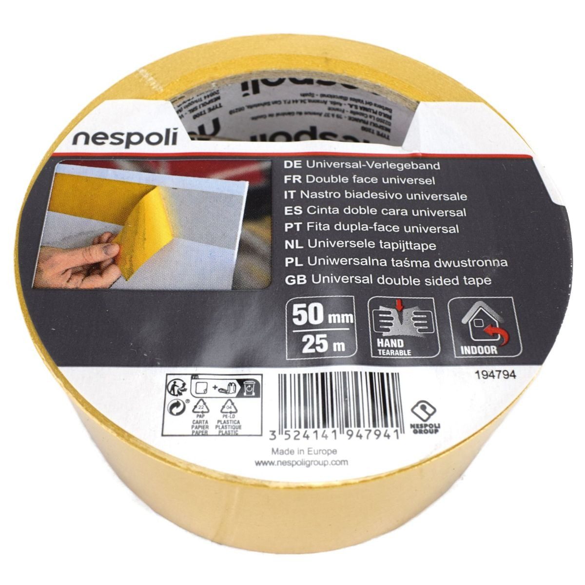 Nespoli Klebeband Universal Verlegeband Innen Rolle Klebeband