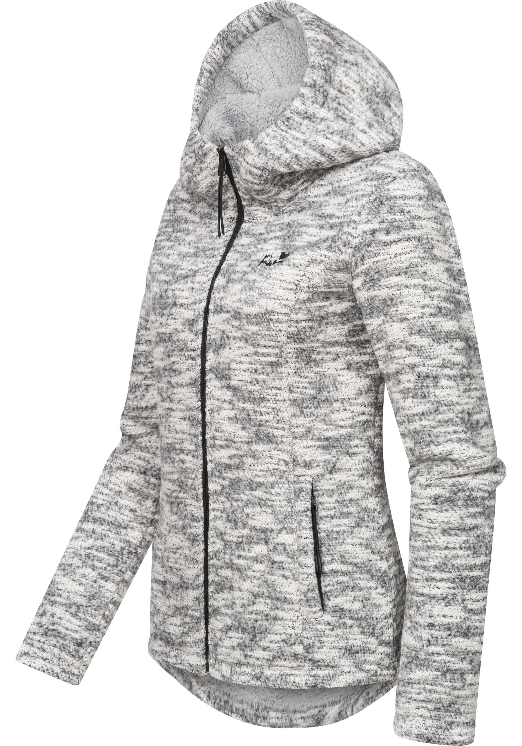 Ragwear Kapuzenstrickjacke Lyshka Melange Kuschelige Kapuzenjacke in Strick-Optik