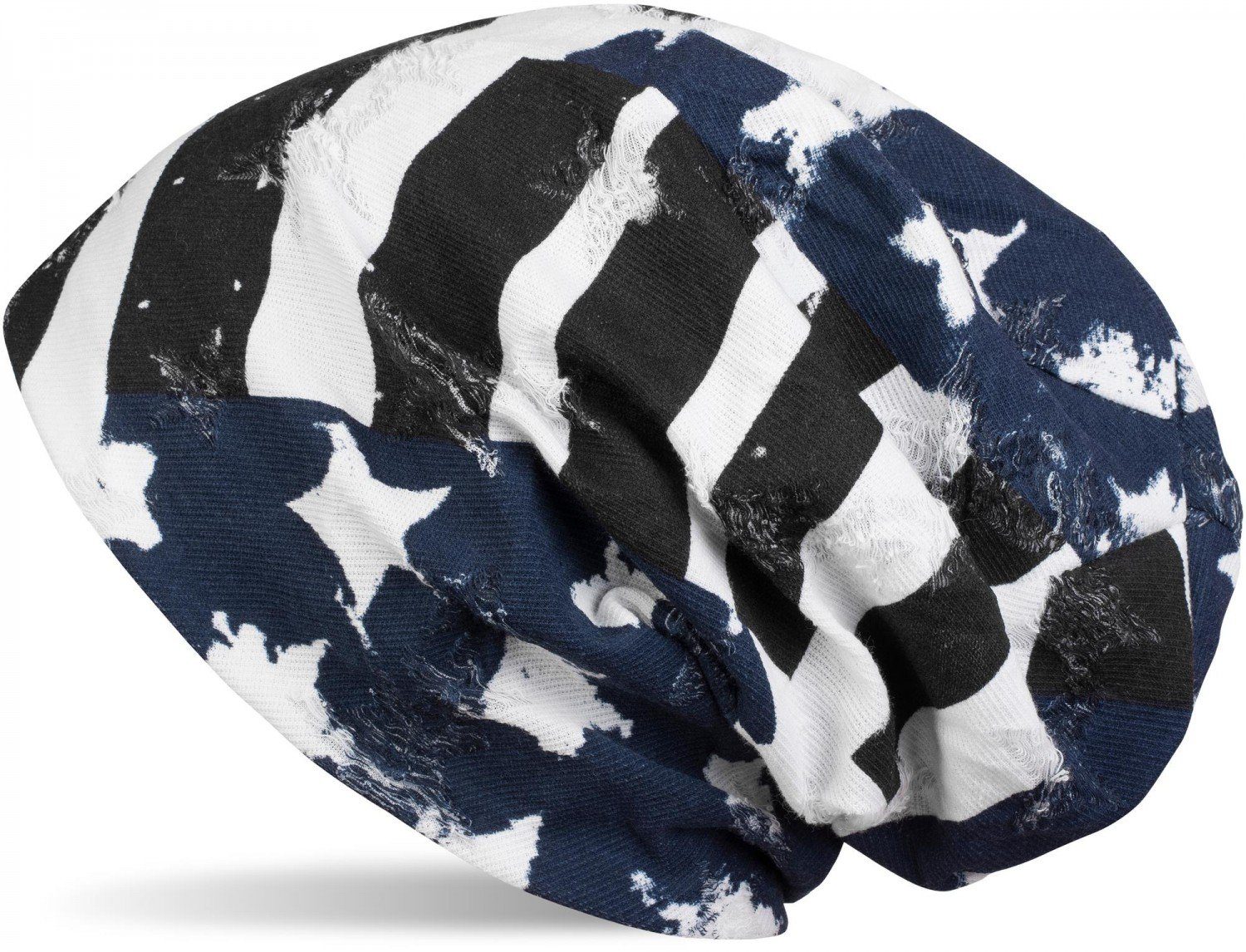 styleBREAKER Beanie Flaggen USA (1-St) Blau-Weiß-Schwarz Design im Beanie